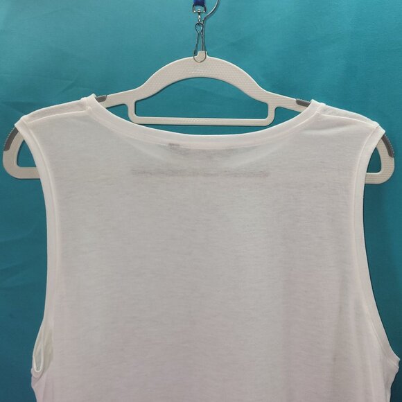 Theory Womens Sleeveless White Top With Pleated Hem - Size L - Picture 8 of 12